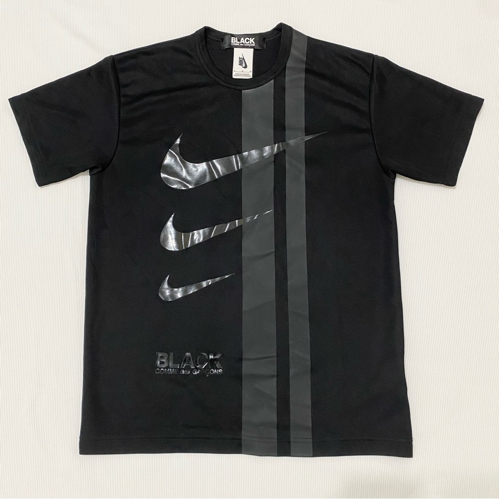 Black Comme Des Garcons Nike Triple Swoosh Short Sleeve Crew Neck T Shirt